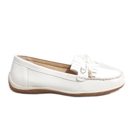 Mocassins de bailarina com franjas brancas MDM126 branco Mocassins de bailarina com franjas brancas MDM126 branco