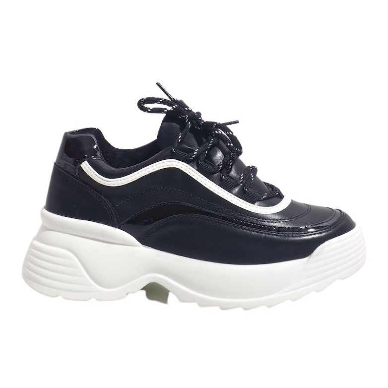 Tênis esportivos preto de couro ecológico 7918-Y