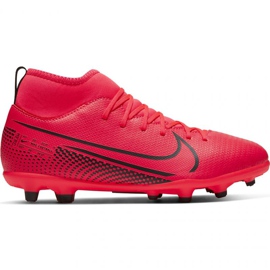 Chuteiras Nike Mercurial Superfly 7 Club FG / MG Jr AT8150-606 vermelho laranjas e vermelhos