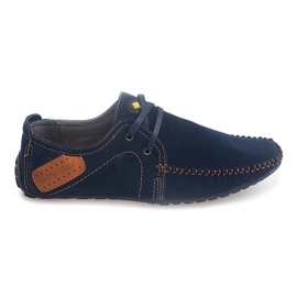 Mocassins de couro com cordões MA18 azul marinho azul-marinho
