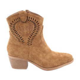 M.Daszyński Botas de cowboy femininas casuais Daszyński 1921, camurça marrom