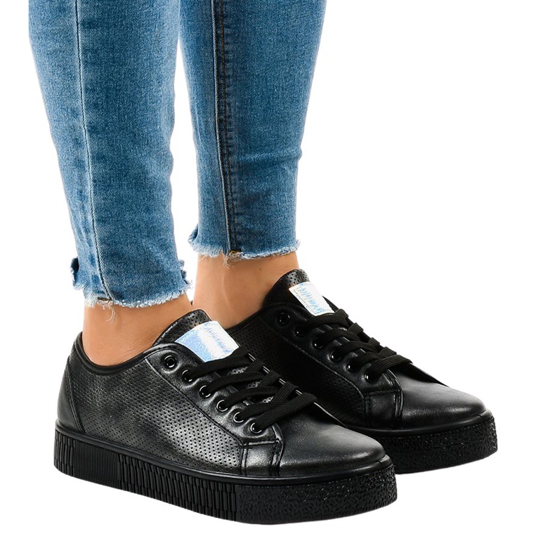 Tênis feminino preto creepersy F-2969