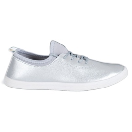 SHELOVET Tênis leves com couro ecológico cinza SHELOVET Tênis leves com couro ecológico cinza