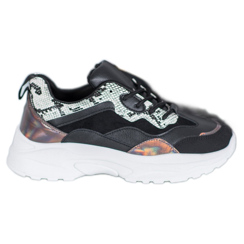 SHELOVET Tênis amarrados com couro ecológico preto multicolorido