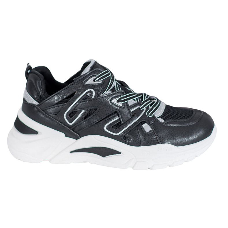 Small Swan Tênis confortáveis ​​de couro ecológico preto