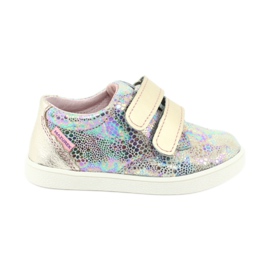 Sapatos de couro holográfico para meninas para velcro 1327 roxo mazurek