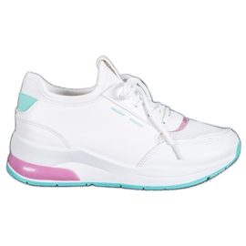 SHELOVET Sapatos amarrados em couro ecológico branco