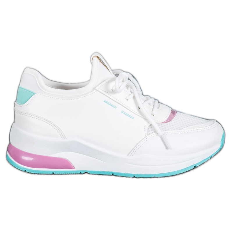 SHELOVET Sapatos amarrados em couro ecológico branco