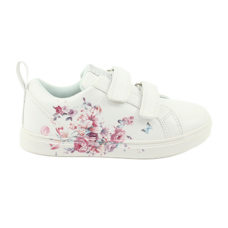 Tênis American Club Velcro com flores ES11 branco vermelho azul