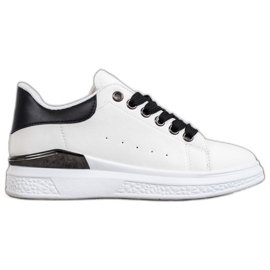 SHELOVET Tênis na plataforma com couro ecológico branco