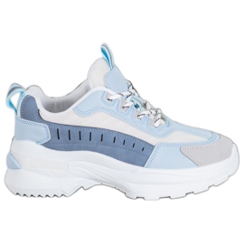 SHELOVET Sapatos da moda na plataforma azul multicolorido