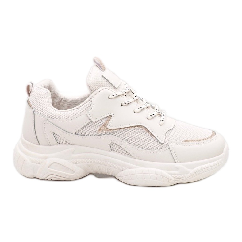 Calçados esportivos femininos da moda bege 7939-SP