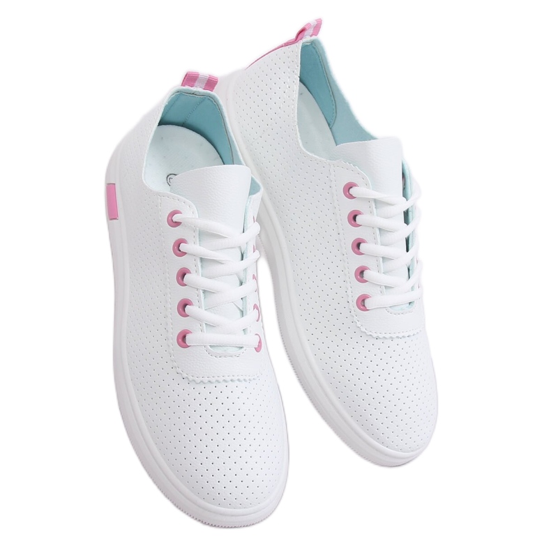 Tênis de renda branco e rosa BB77 Fushia