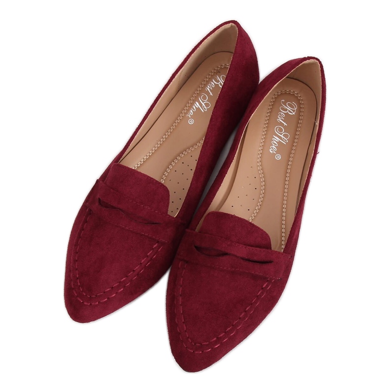 Mocassins borgonha feminino CH-1M6 vinho tinto vermelho