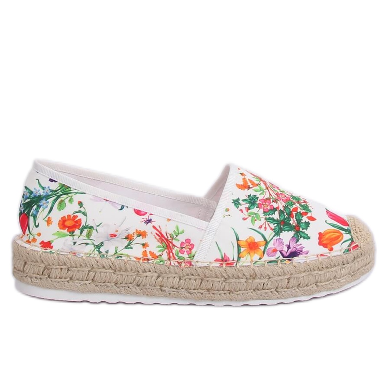 Alpargatas florais femininas JH91P Branco multicolorido