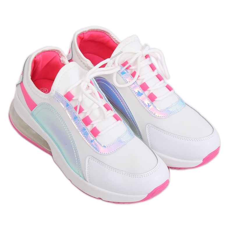Calçados esportivos femininos brancos F-3336 WHITE / FUSHIA rosa