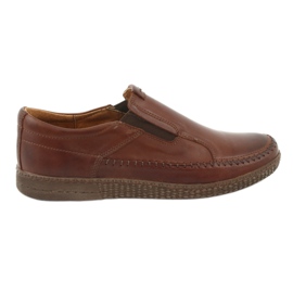 Riko Mocassins de couro masculinos 913 Brown marrom