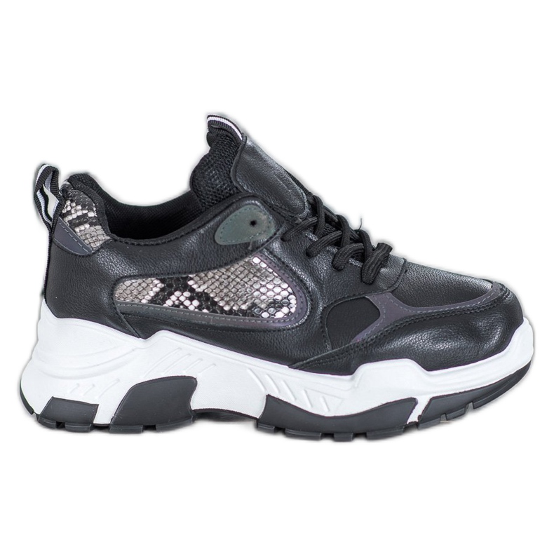 Bella Paris Tênis de couro ecológico preto multicolorido