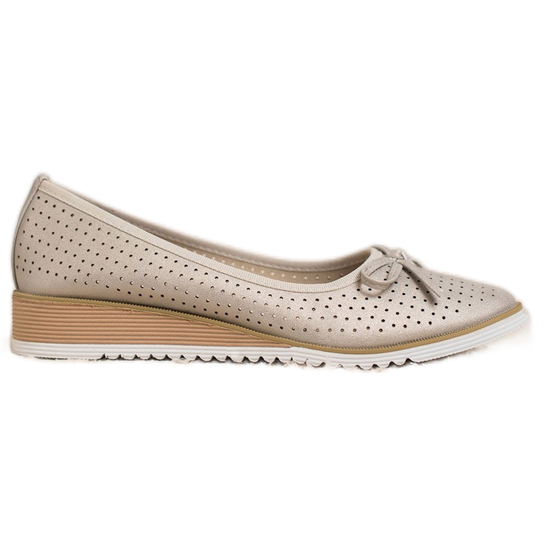 Goodin Bombas de cunha a céu aberto dourado