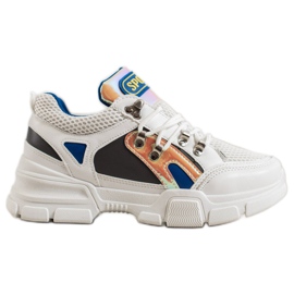 Bella Paris Tênis da moda com malha branco multicolorido