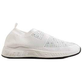 SHELOVET Sapatos deslizantes com cristais branco SHELOVET Sapatos deslizantes com cristais branco