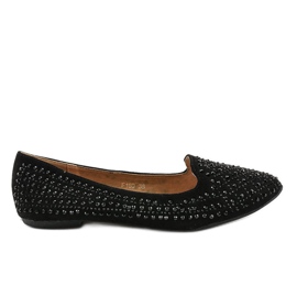 Mocassins de bailarina pretos decorados com F160