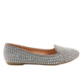 Mocassins de bailarina cinza decorados com F160
