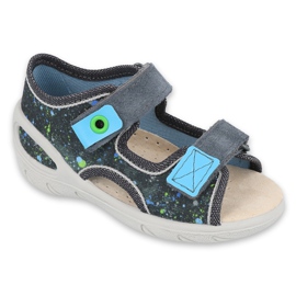 Sapatos infantis Befado pu 065X127 azul cinza multicolorido