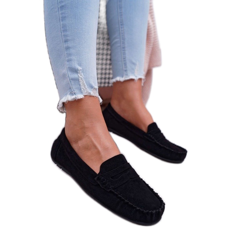 SEA Mocassins femininos negros T348 preto