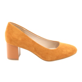 M.Daszyński Bombas femininas SA173 Camel Leather Insert amarelo