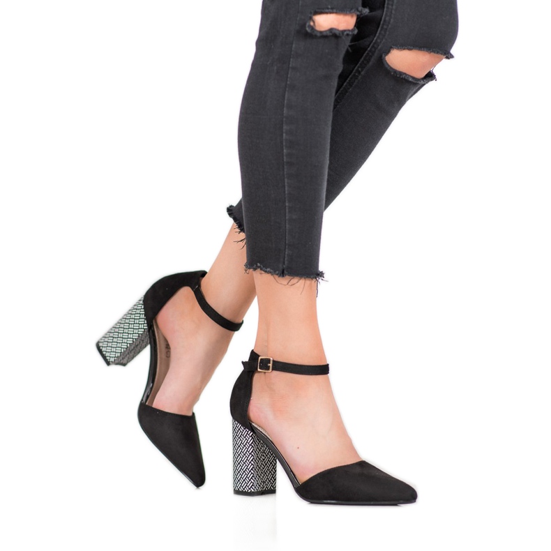 Goodin Bombas pretas elegantes preto amarelo