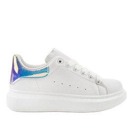 Tênis branco com sola grossa 650-3 azul Tênis branco com sola grossa 650-3 azul