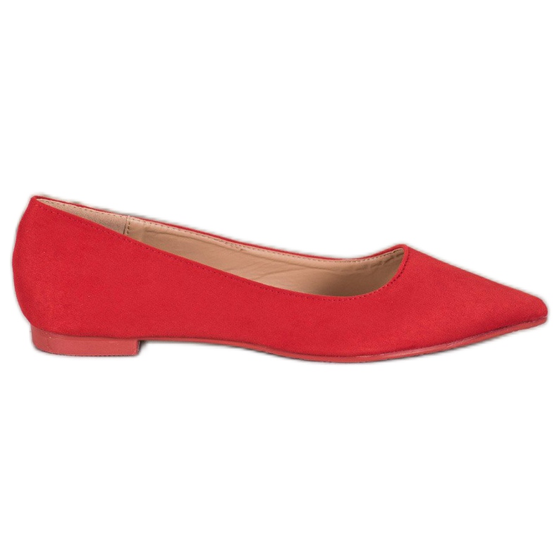 SHELOVET Suede Ballerina In Spitz vermelho
