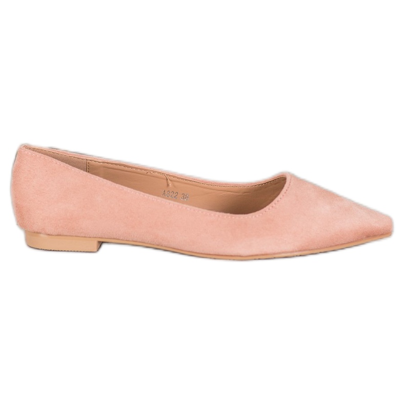 SHELOVET Suede Ballerina In Spitz rosa