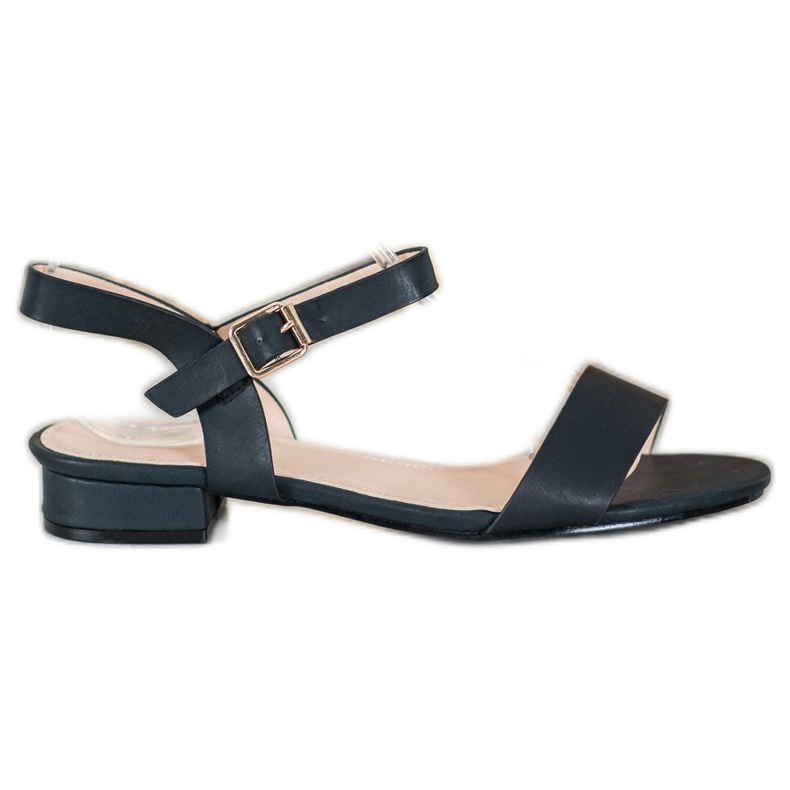 Small Swan Sandálias de salto baixo preto