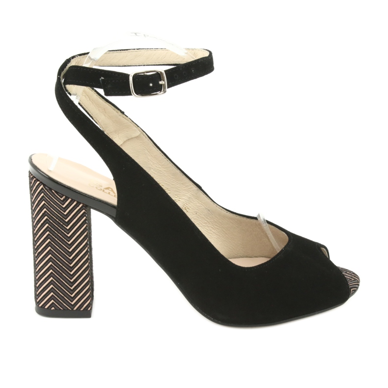 Gamis Sandálias de couro preto feminino preto 3930