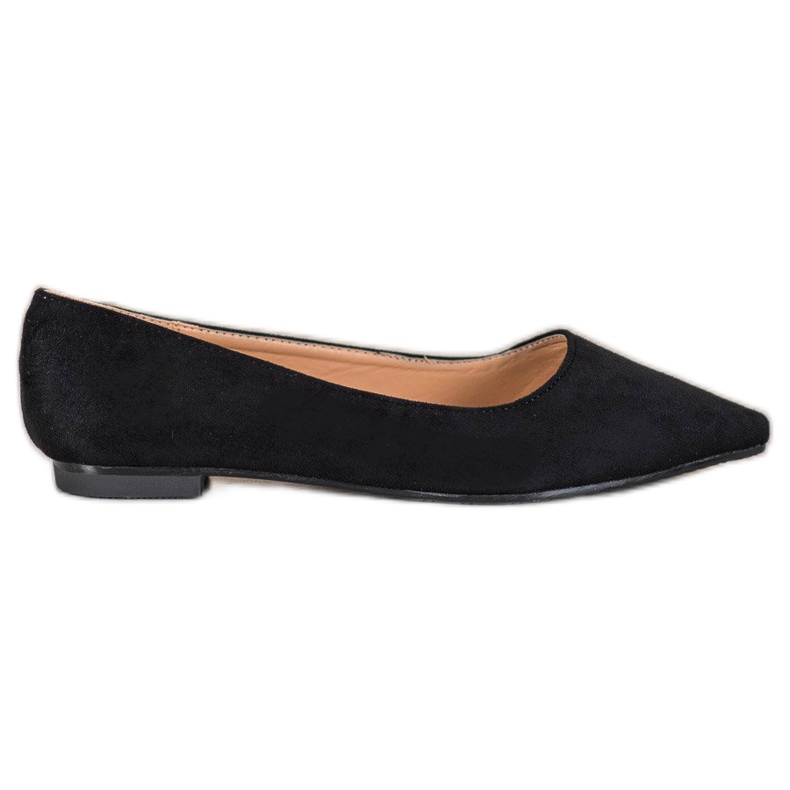 SHELOVET Suede Ballerina In Spitz preto