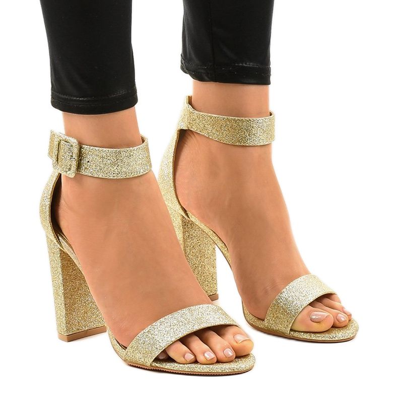 Bombas de glitter abertos ZY-161 ouro dourado