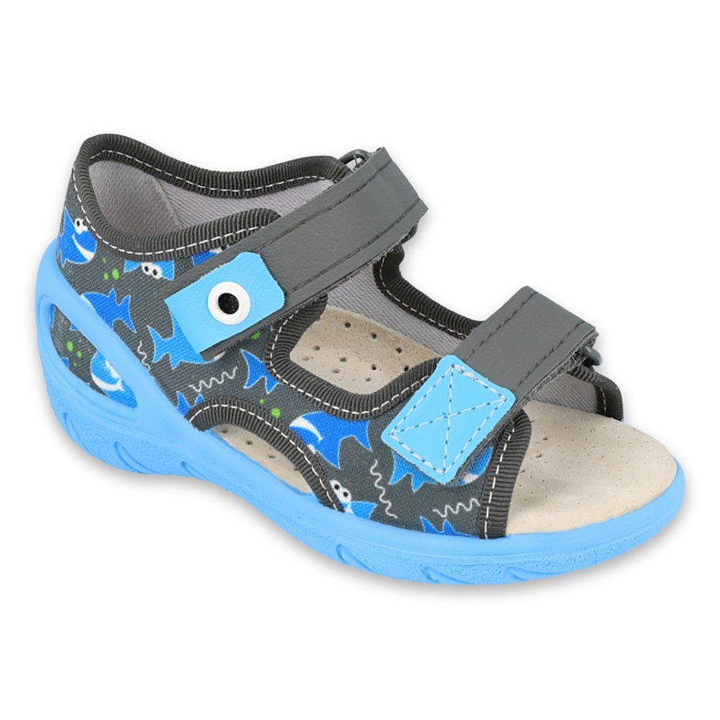 Sapatos infantis Befado pu 065X128 azul cinza