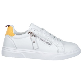 SHELOVET Sapatos esportivos com zíper decorativo branco