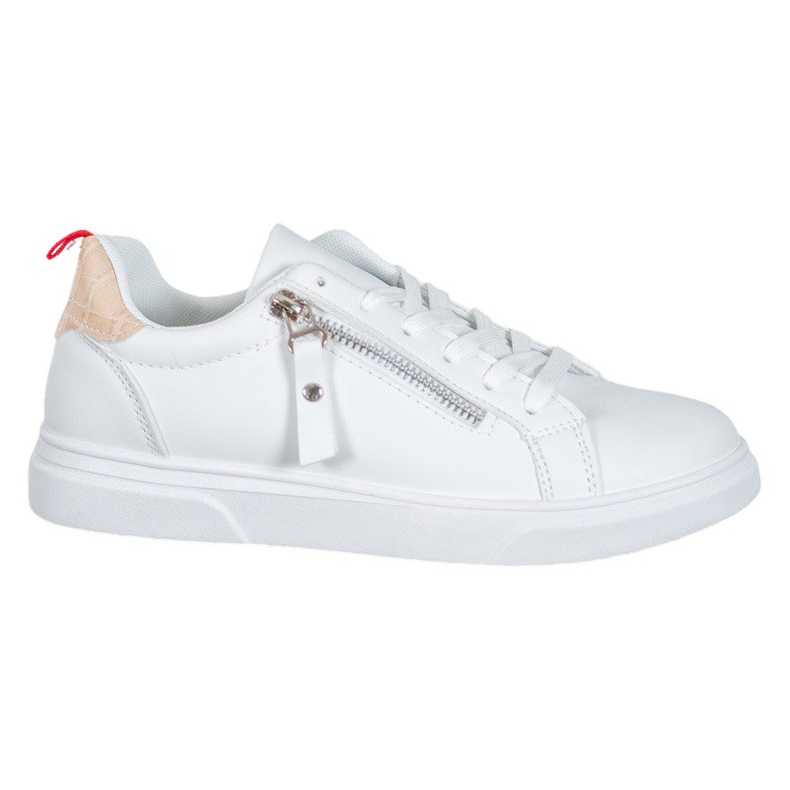 SHELOVET Sapatos esportivos com zíper decorativo branco