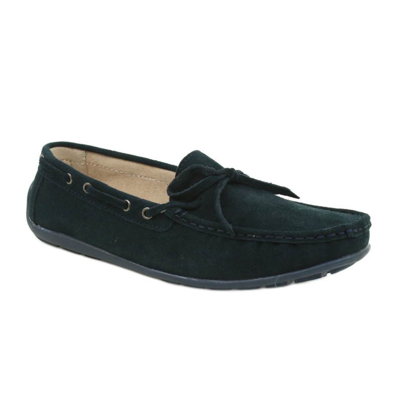 Mocassins femininos de couro American Club JK05 azul