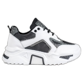 Seastar Tênis elegantes com brilho branco preto