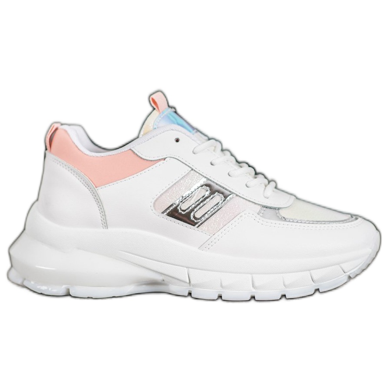 SHELOVET Tênis de couro ecológico da moda branco multicolorido