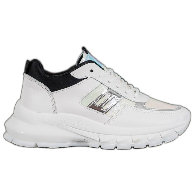 SHELOVET Tênis de couro ecológico da moda branco preto multicolorido