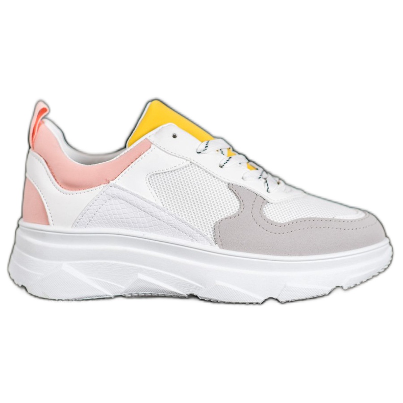 SHELOVET Tênis casuais de couro ecológico branco multicolorido