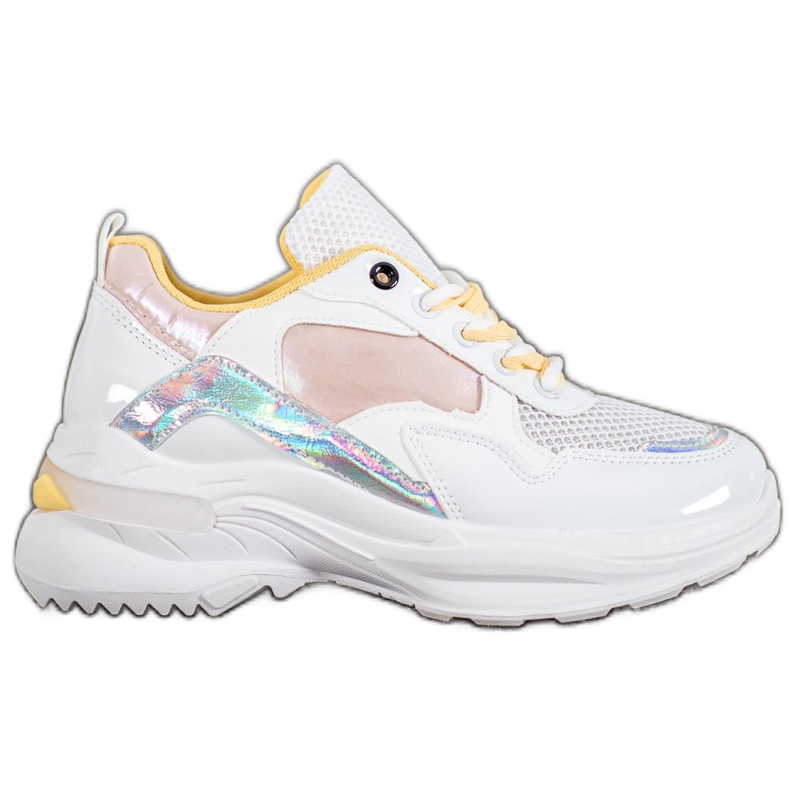 SHELOVET Tênis elegantes de couro ecológico branco multicolorido