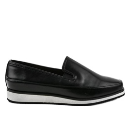 Sapatos pretos foscos de cunha baixa 5388-2