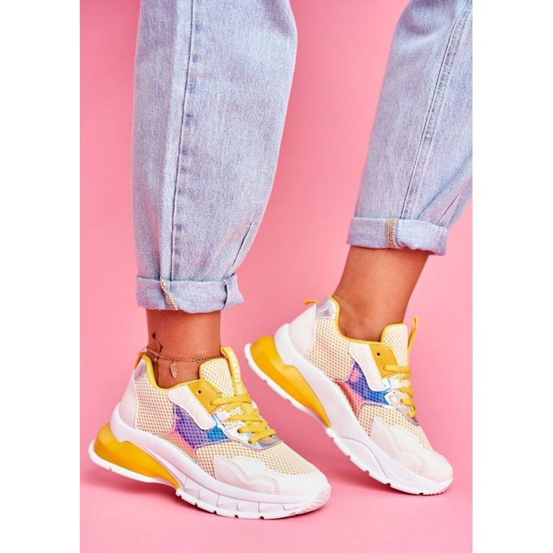 SEA Tênis esportivos amarelos LA82 multicolorido