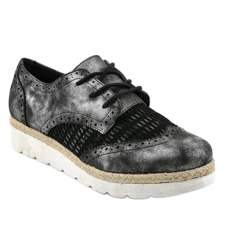 Sapatos pretos de cunha S17